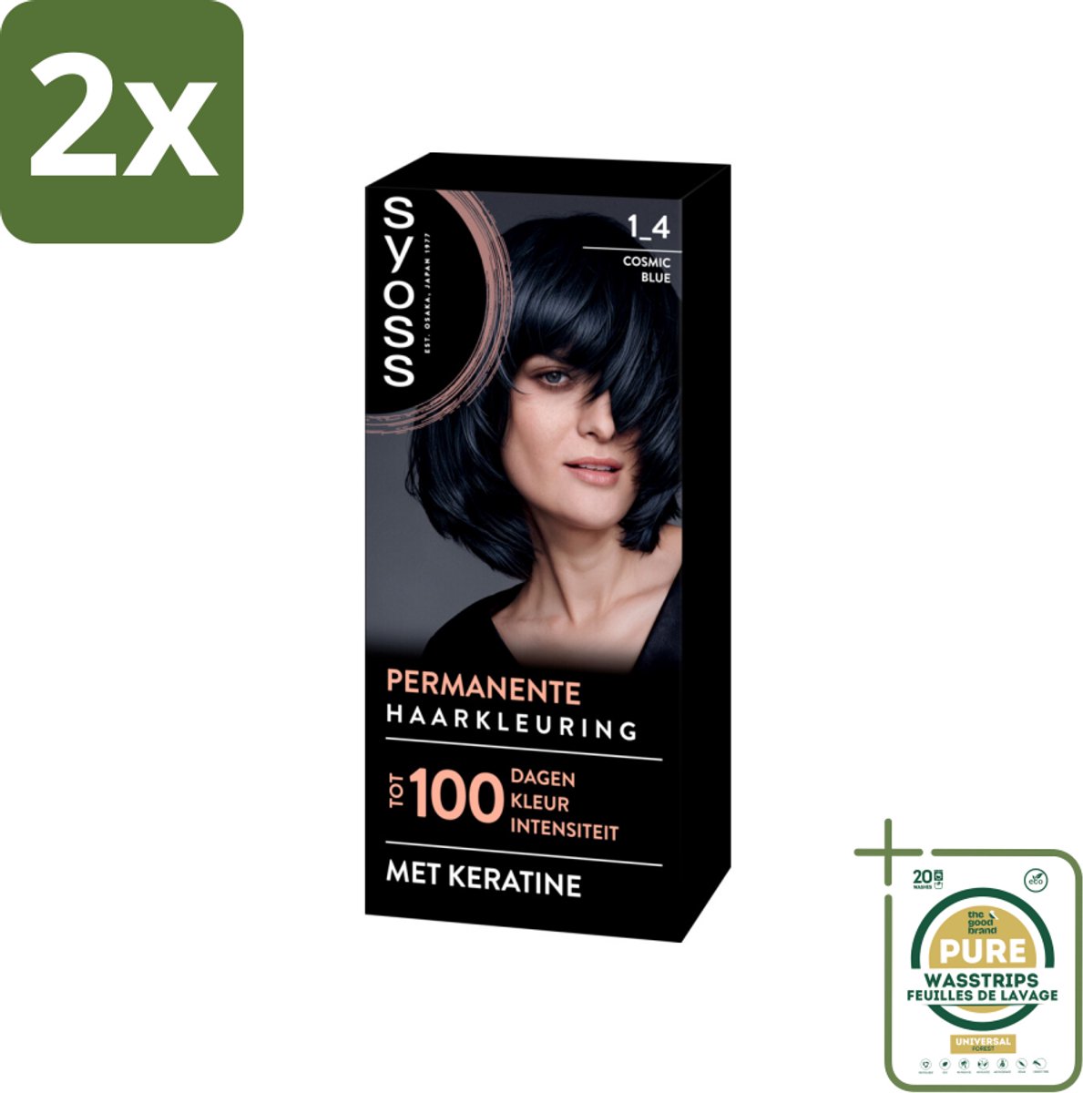 SYOSS - Coloration 1-4 Cosmic Blue - Haarverf - Grijsdekking - Vermindert Haarbreuk - Voordeelverpakking - 2 stuks - Zwart haar - Grijsdekking
