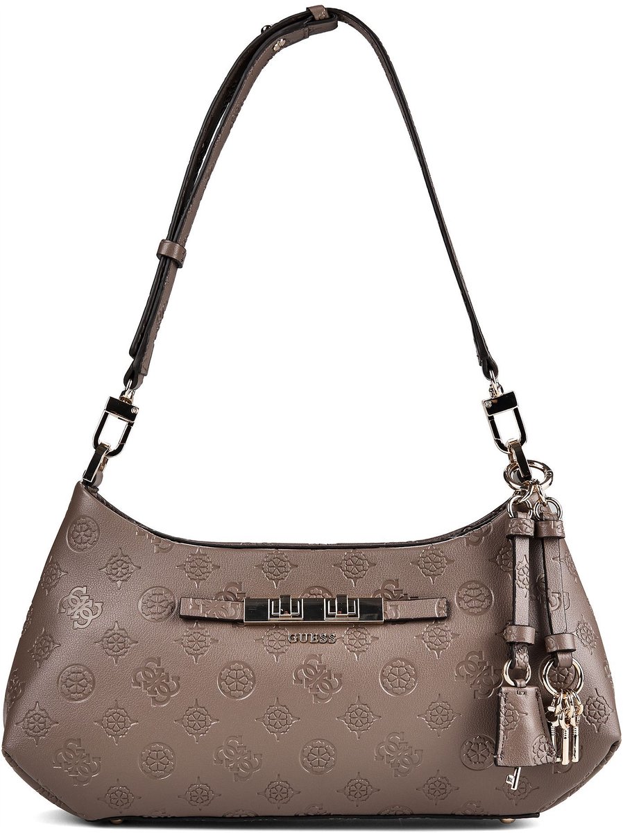 GUESS schoudertas Carmella Hobo Taupe Logo