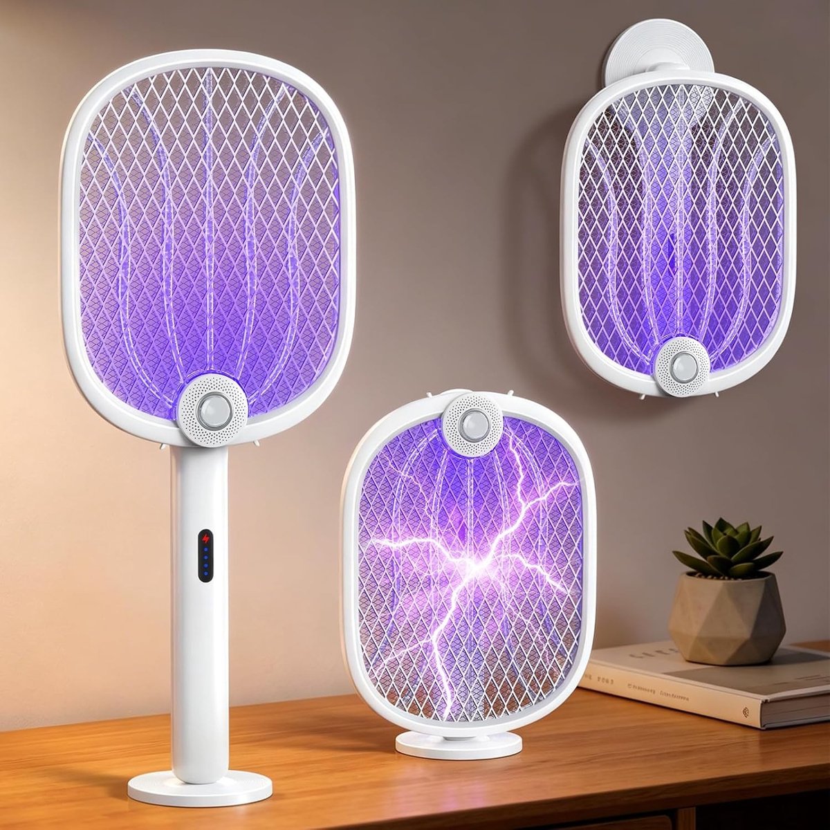 Muggenlamp - Zwart - 21 x 27 cm - Elektrische Vliegenmepper met 4000 V Hoogspanning - Draagbaar en Oplaadbaar