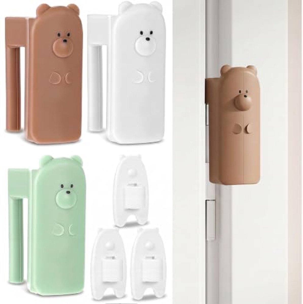 Namajunas - 3 stuks Deur‑vingerbeschermer Beer van siliconen - Babyproof vingerbeschermer voor deuren, voorkomt vingerklemmen - Kinderkamer - Thuis - Binnendeuren - Veiligheid Huisdieren Kinderbeveiliging
