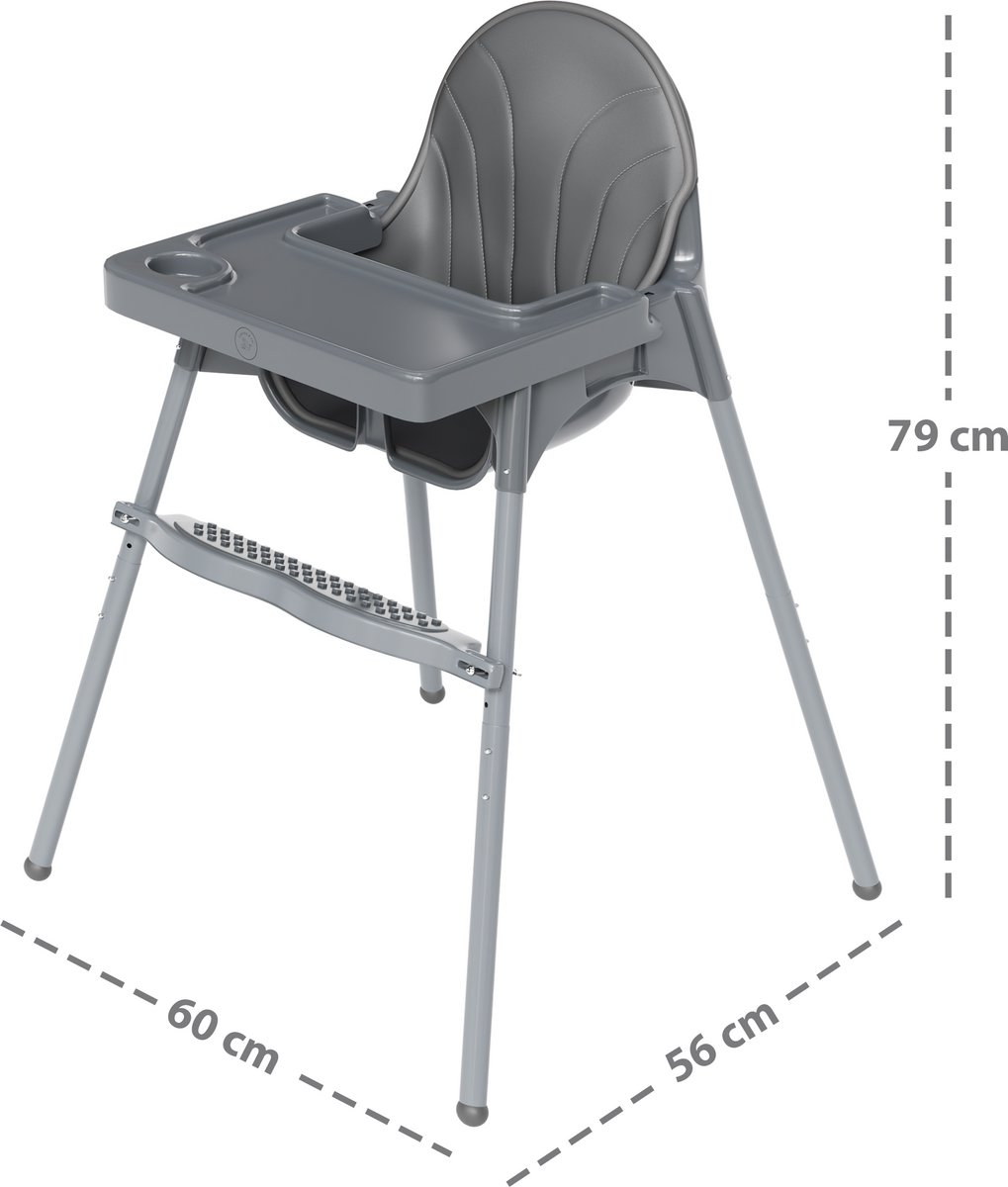Liefjes & Co Kinderstoel - Eetstoel Baby – Inclusief Kussen – Verstelbare Baby Eetstoel – 2 in 1 & Peuterstoel – Grijs – foto 7