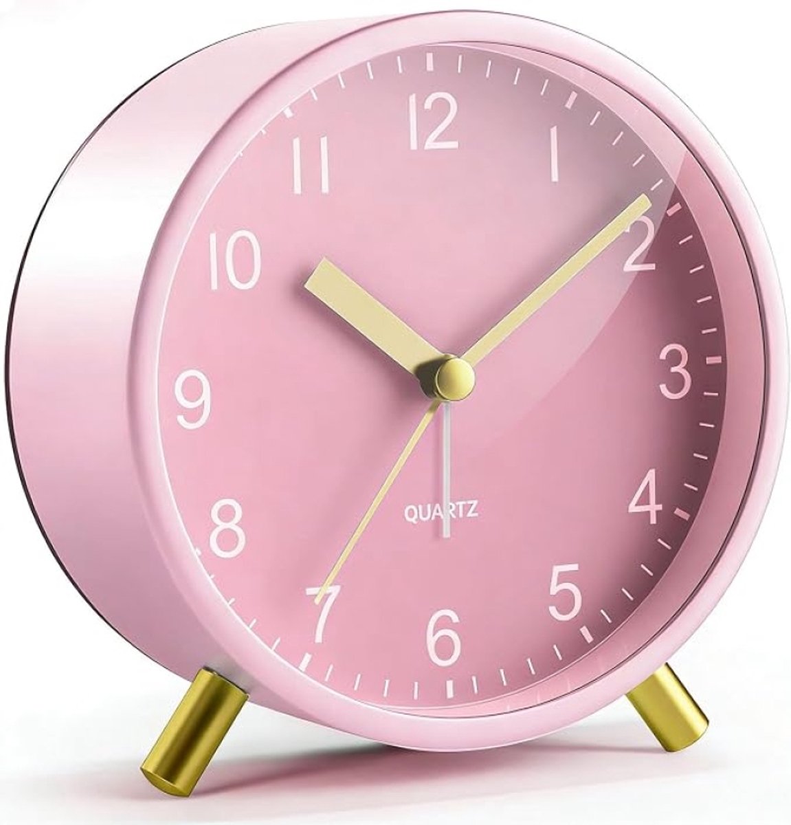 Analoge Wekker Stil Niet-Tikkend met Nachtlampje, 11.50 Ronde Metalen Wekker voor Kantoor, Slaapkamer, Volwassenen, Kinderen