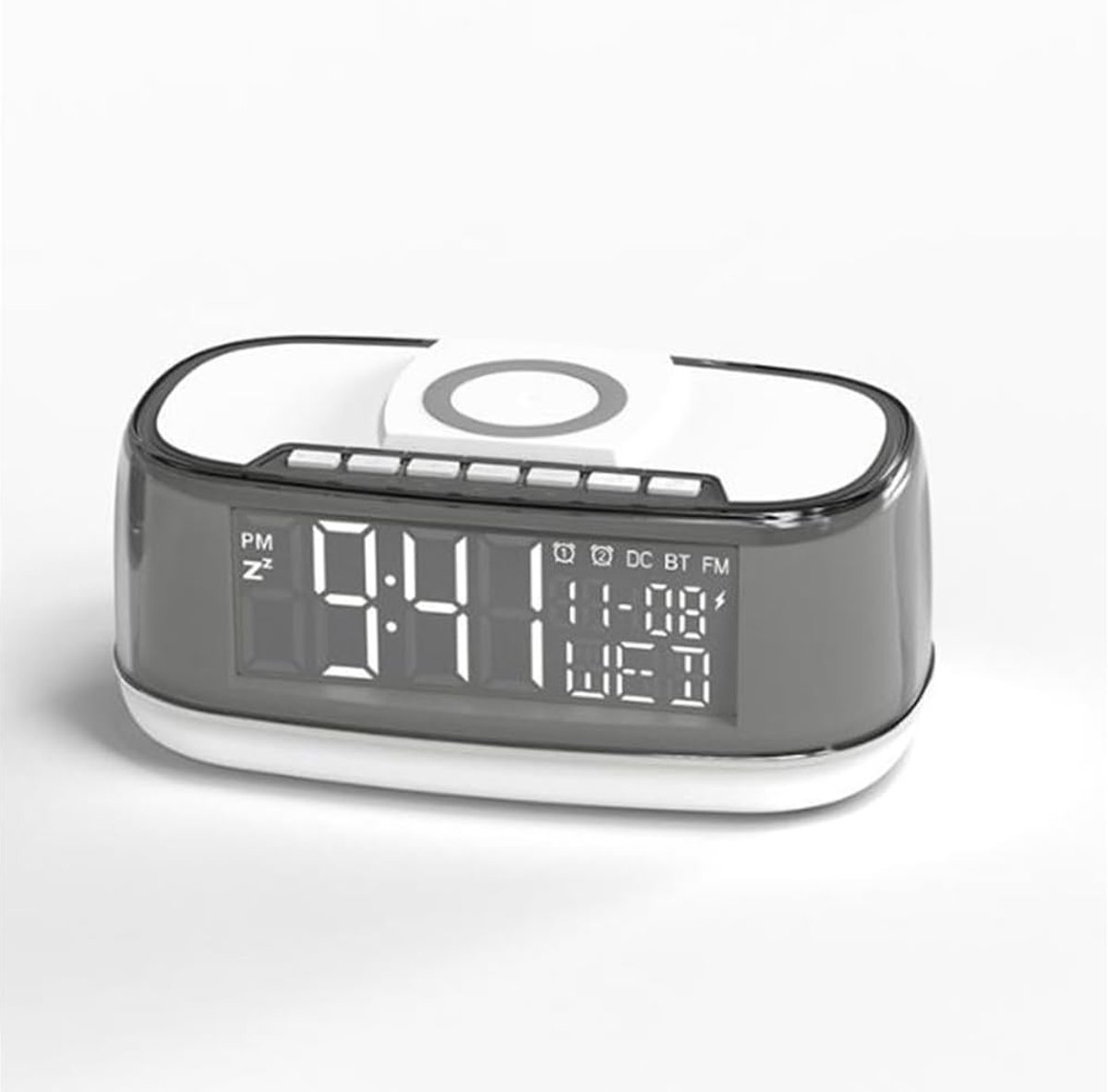 Suewidfay Radio-wekker digitaal met laadstation, 15W snelle draadloze oplader - ShopVlot