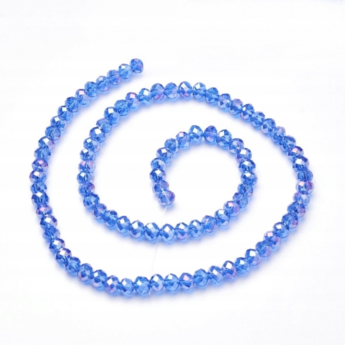 Merkloze Glazen Kralen AB Rondel Blauw 6x4mm - 100 stuks