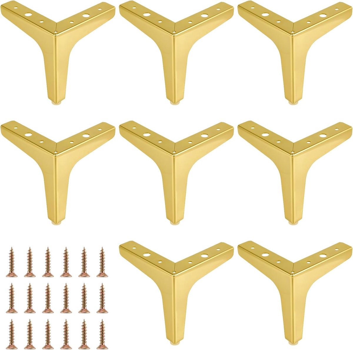 FUNSUEI 8 Pieces Metal Gold Furniture Legs 15cm Triangle Gold Furniture Legs with Screws Cabinet Legs Legs for - ShopVlot