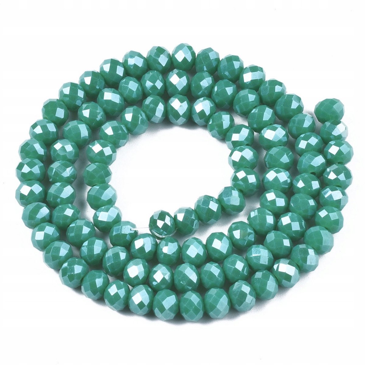 Groen facet kristalglas klauwtjes Parelwit, 6x5mm, 80 stuks