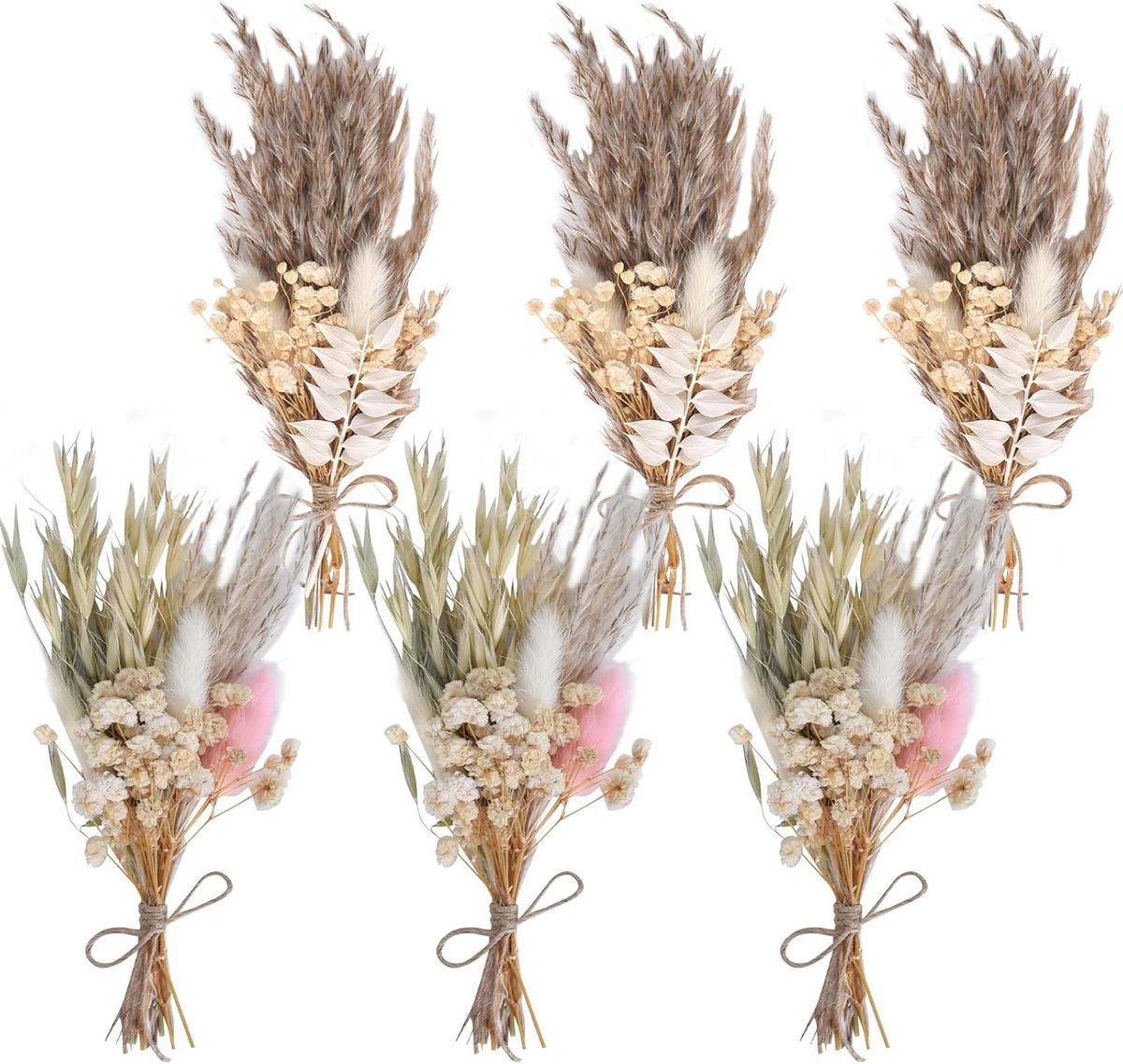 6 boeketten natuurlijke gedroogde bloemen, kleine gedroogde bloemen, decoratieve mini-boeketten van gedroogde bloemen - ShopVlot
