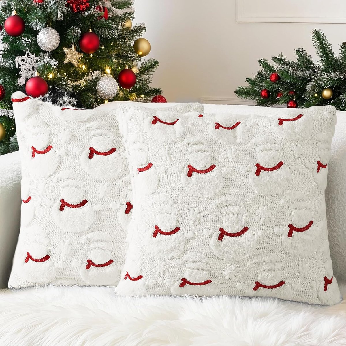 Lonya Christmas Cushion Covers 45 x 45 cm Super Soft Plush Fluffy Velvet Christmas Decoration Living Room Sofa with - ShopVlot