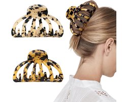 Shinowa Hair Clips, 2-Pack Bohemian Tortoise Shell Hair Claw Clips Strong Hold Big Hair Jaw Clips for Thick Hair, Hair - ShopVlot