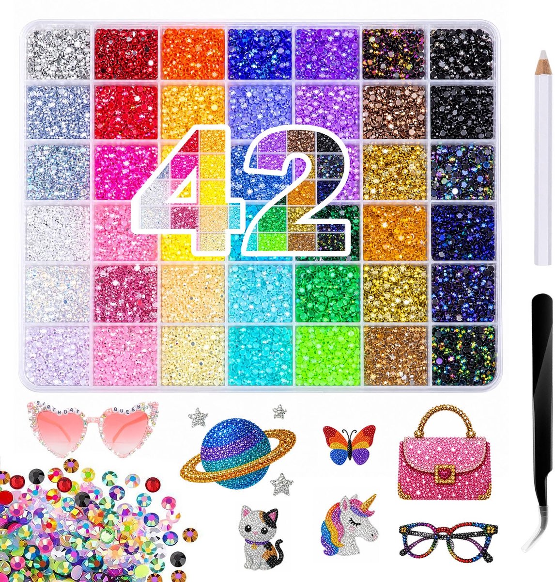 Bedazzler Kit 40.000 stuks 42 kleuren 3 mm voor doe-het-zelf - ShopVlot