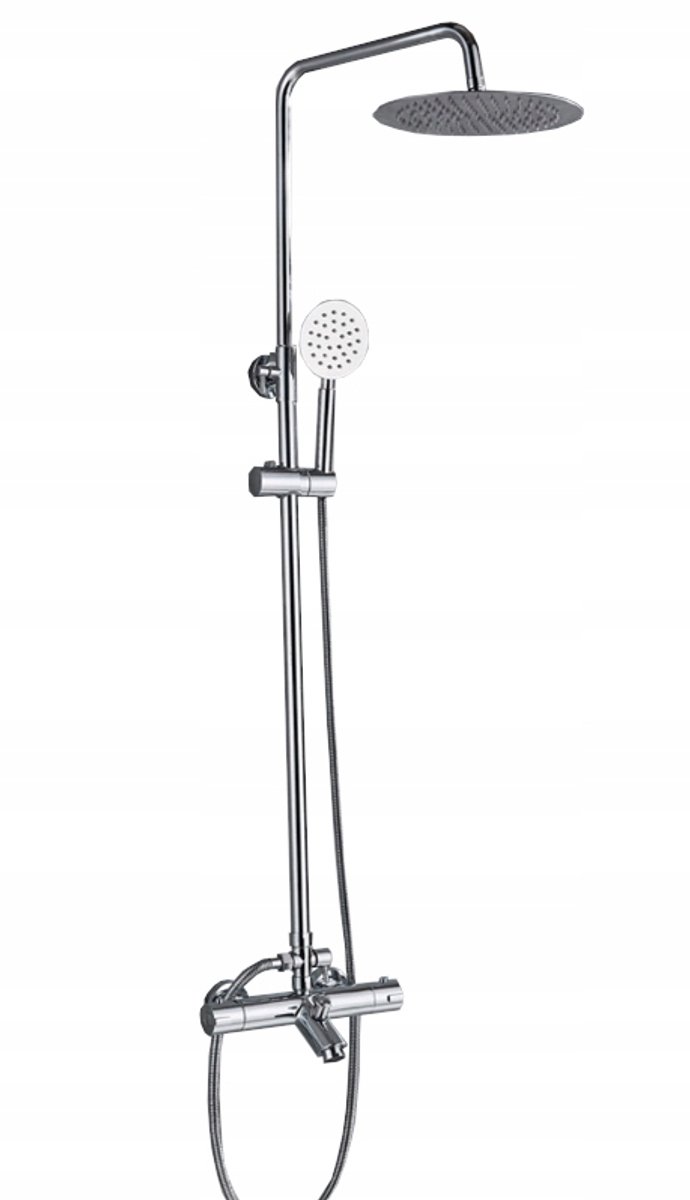 Doucheset met thermostaatkraan, regendouche en handdouche - Chroom