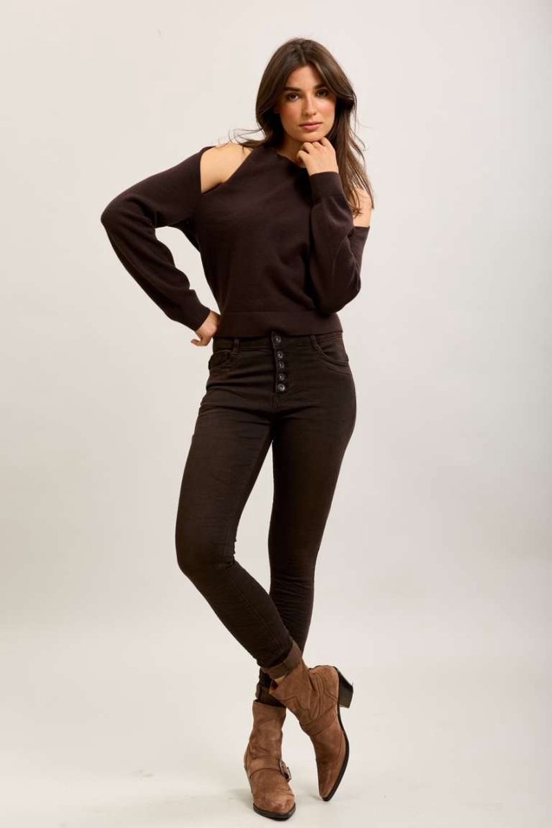 Toxik3 - Crinkle Jeans 5 button denim bruin