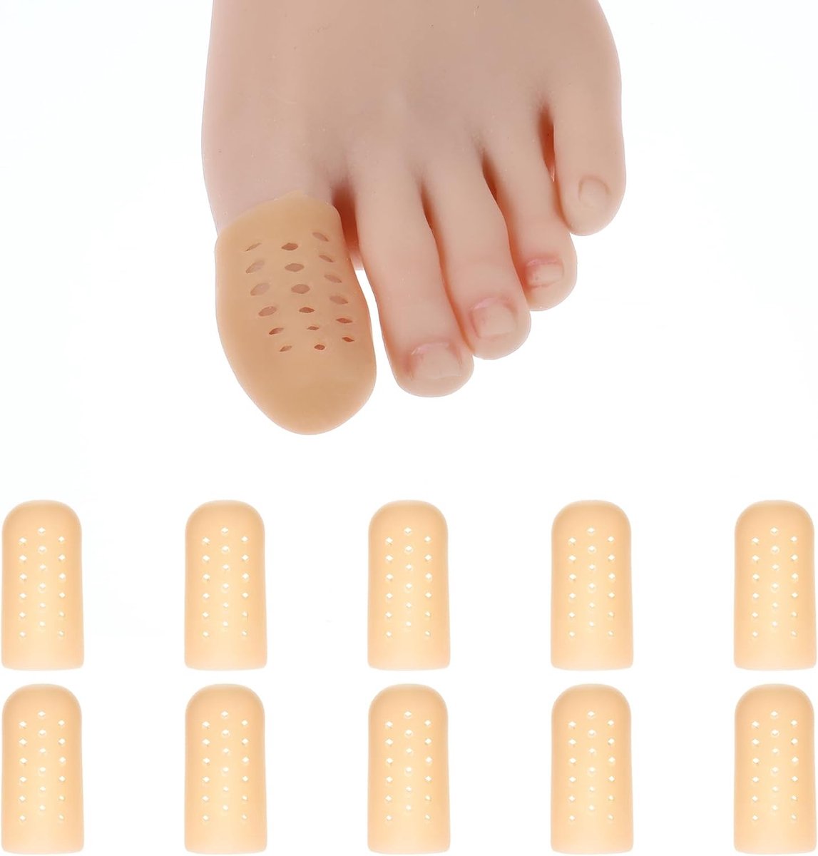 Hakbeschermers naaldhak - Beige - 4,2 x 3 cm - Siliconen Teenbeschermers - Comfortabele Voetverzorging