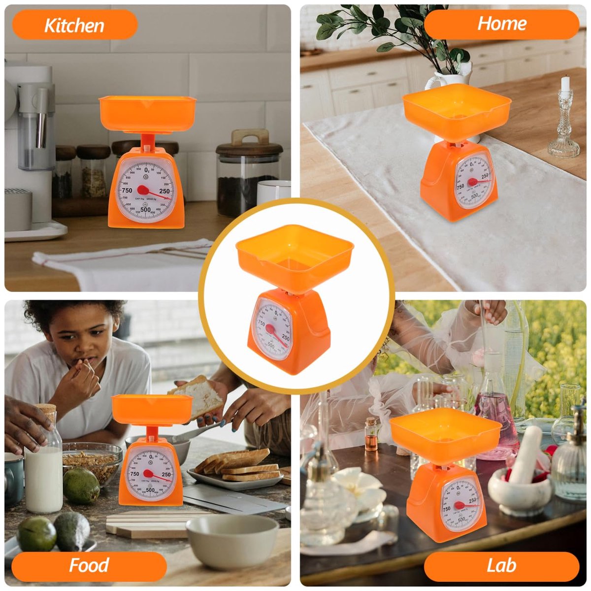 Keukenweegschaal analoog 1 kg - kunststof - zeer nauwkeurig - ideaal voor studenten - ShopVlot