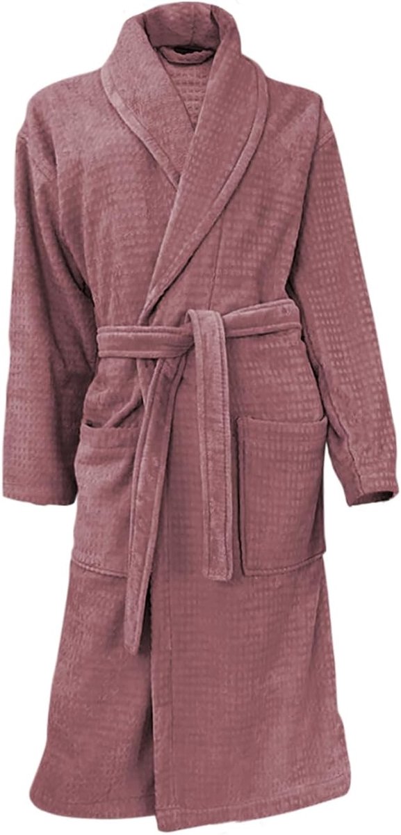 Waffle Bathrobe Velour Cotton rose s, Rose, XXL - ShopVlot