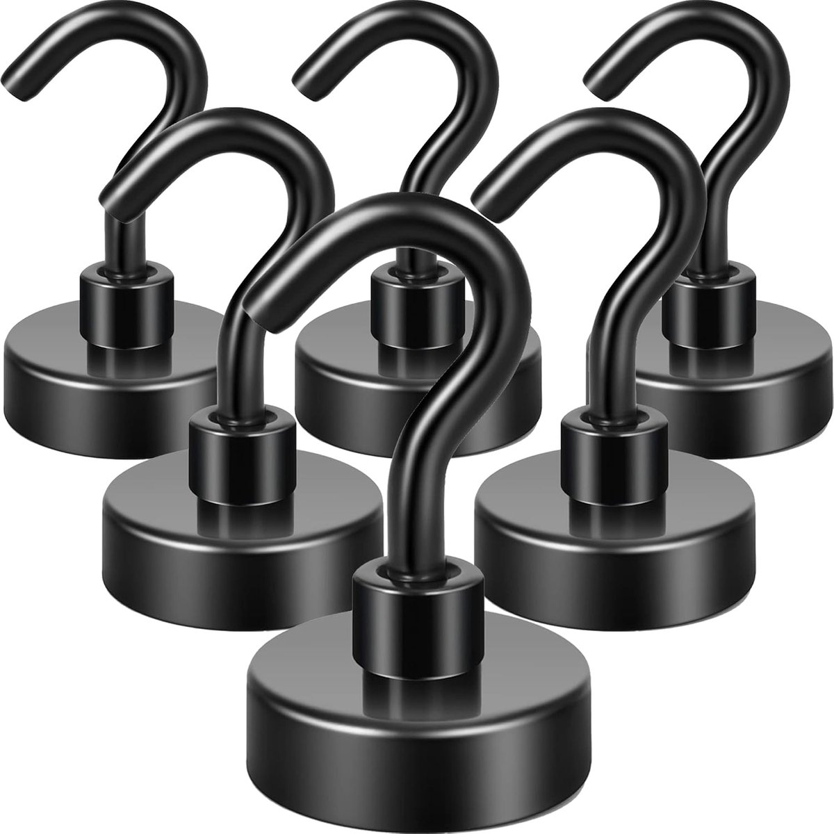 6-Pack Zwarte Magnetische Haken - Extra Sterke Magneethaken voor Koelkast, Cruise en Grill - Zwaartekracht Magneet Hangers voor Keuken, Cabine en Thuisgebruik