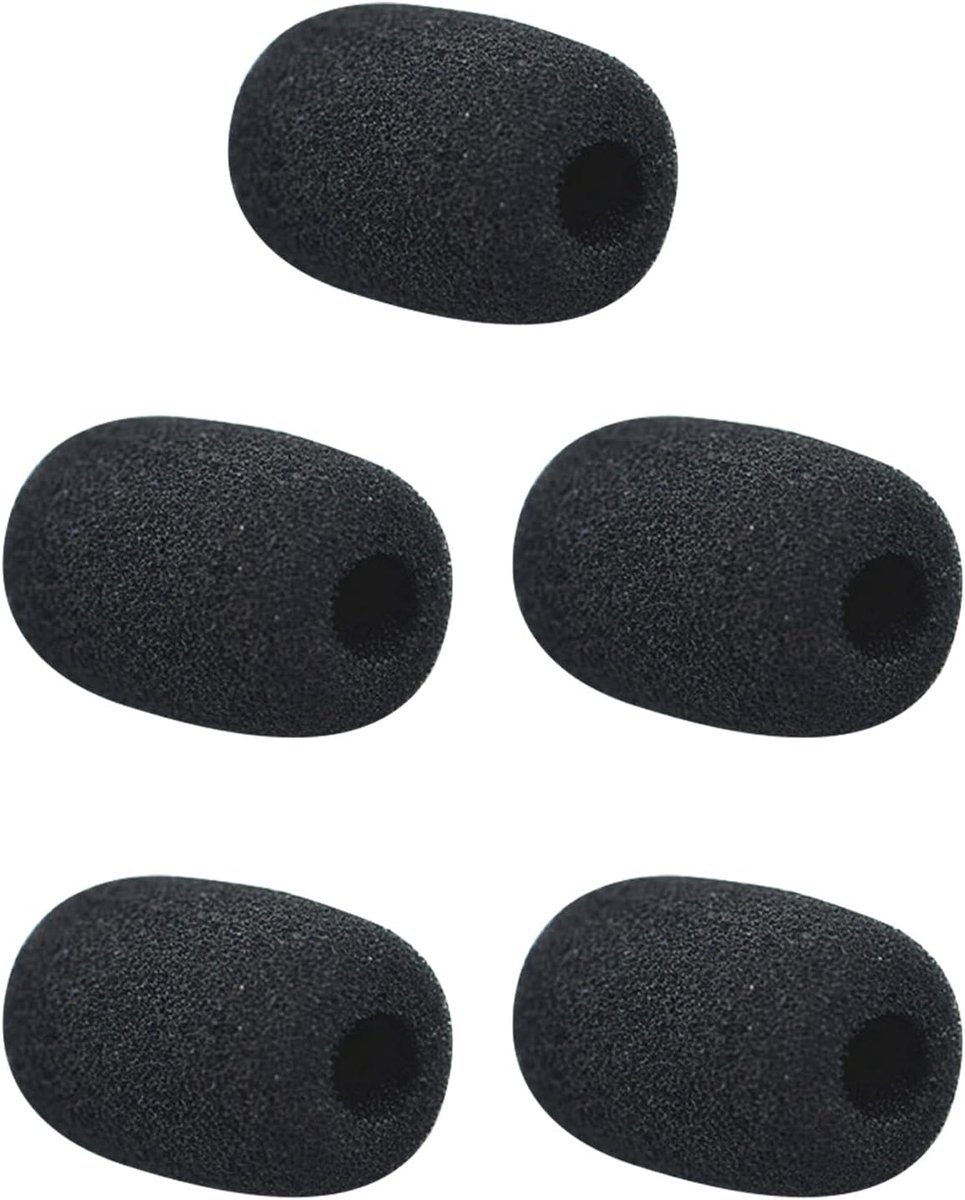 Schuimrubber windscherm voor microfoon - 5 stuks - zwart - ideaal voor lesgeven en vergaderingen - ShopVlot