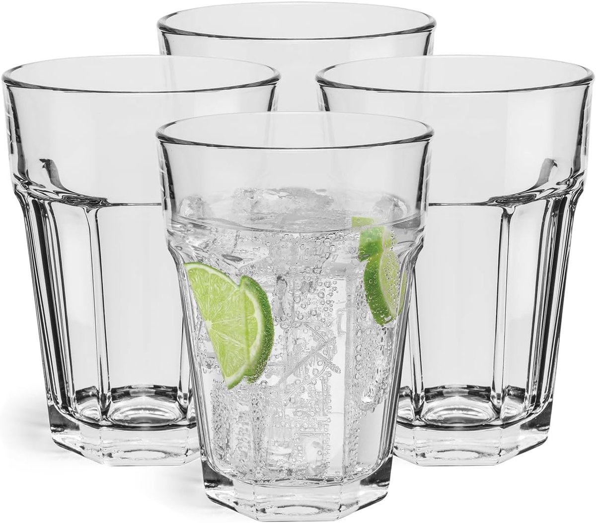 Limonadeglazen stapelbaar - Transparant - 425 ml - Robuust Glas - Multifunctionele Drinkglazen voor Thuis
