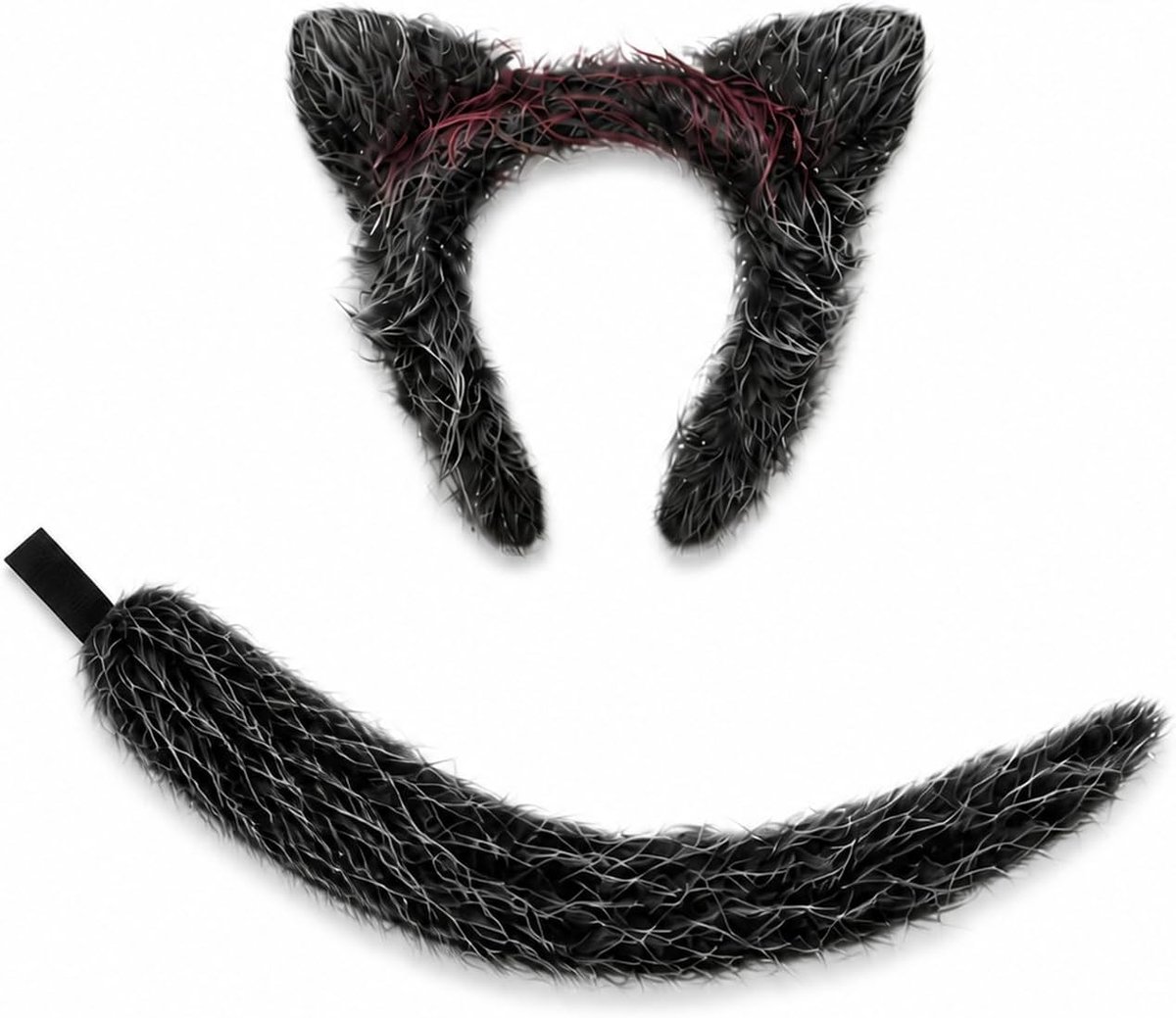 2-delige wolvenoren en staartset, grijze weerwolf-kostuumaccessoires - ShopVlot