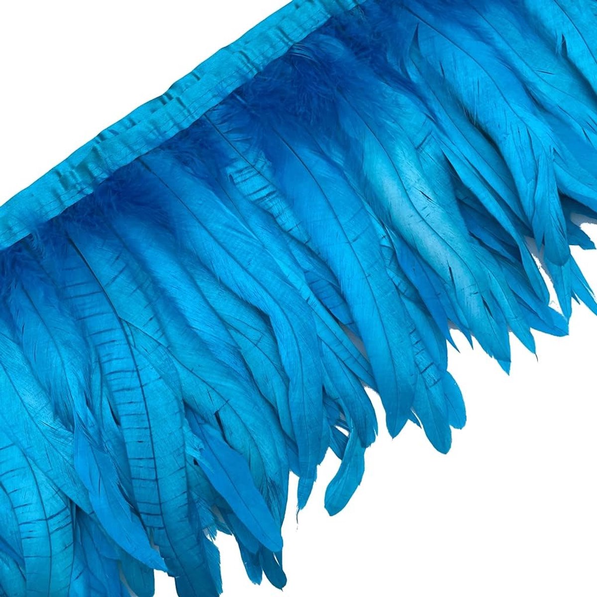 Veerfranje trim 20-25 cm - turquoise - voor zelfmaakprojecten - voeg kleur toe aan decoraties - ShopVlot