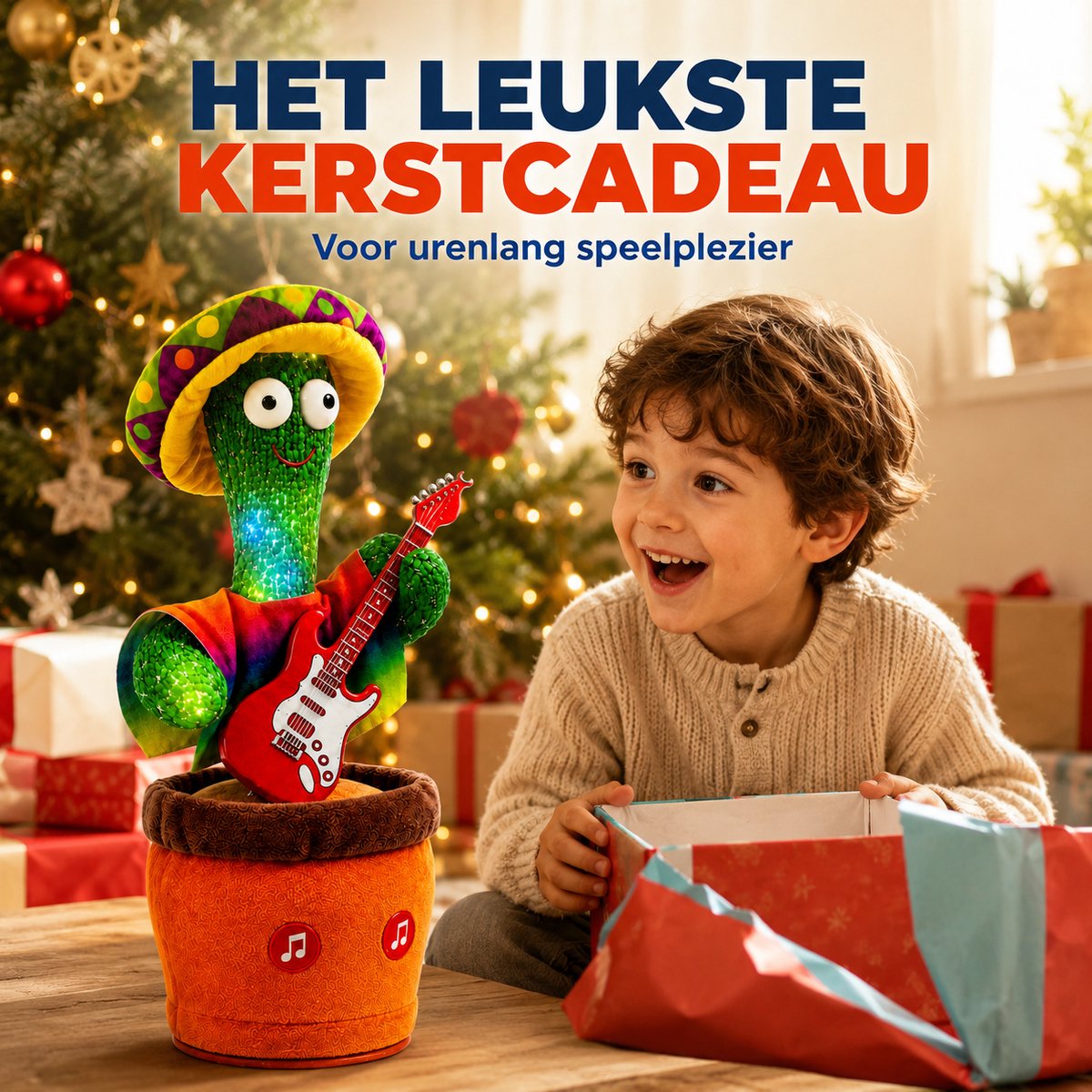Movela® Dansende Cactus Mexicaan - Talking Cactus 32CM - Oplaadbaar - Pratende Cactus - Interactieve knuffel - Zingende cactus - Met Volumeknop - USB opladen - Baby speelgoed - Inclusief Outfit en Gitaar - 120 Tiktok Liedjes — afbeelding 8