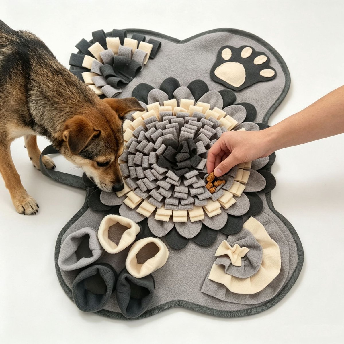 Snuffelmat voor huisdieren, speelmat voor huisdieren, slowfoodmat voor huisdieren, speelgoed voor huisdieren, training voor huisdieren, honden en katten, kleur，T-model 64 * 43cm