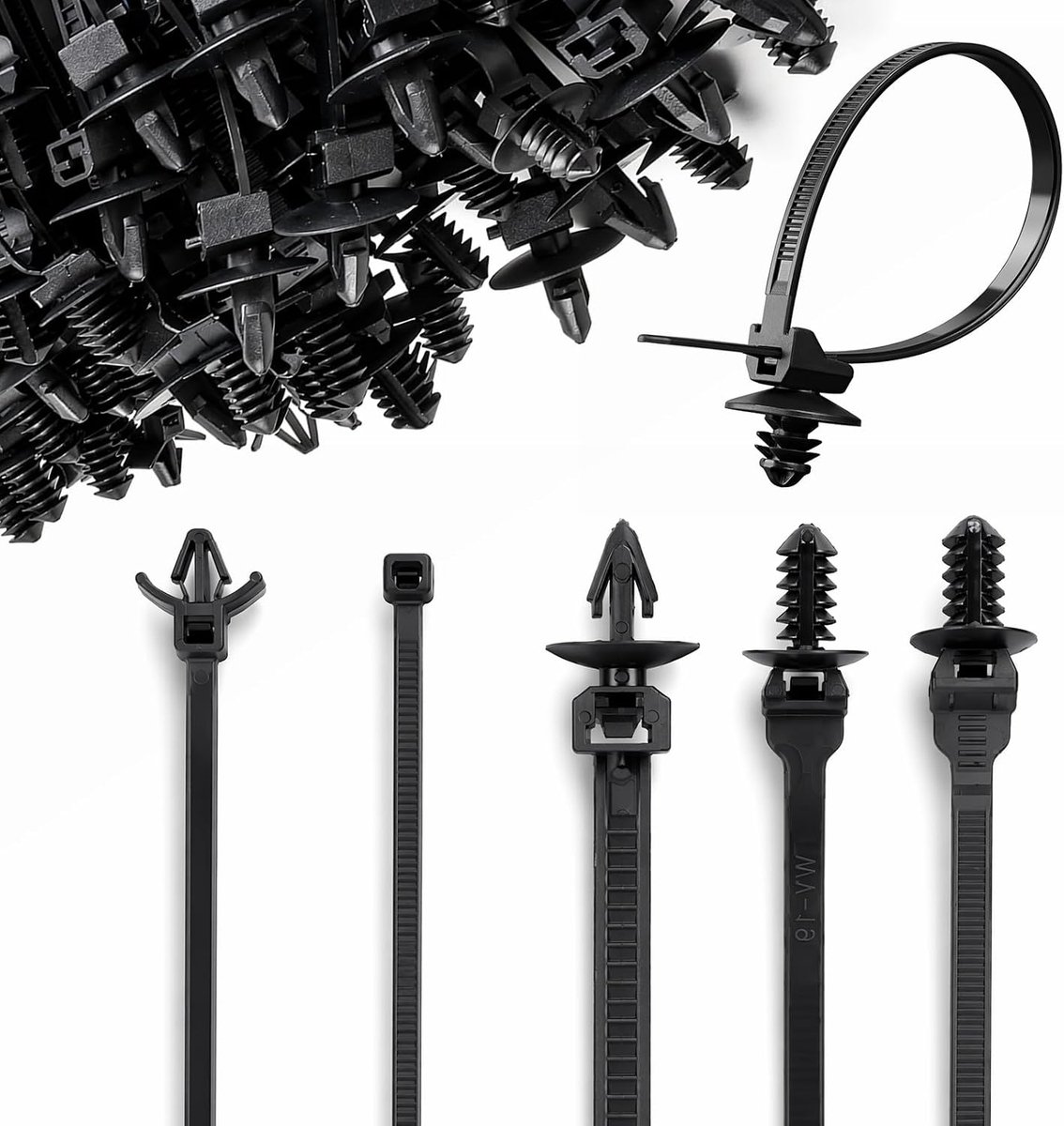 Kabelbinders, nylon, kabelbinders, voor auto-onderdelen, zwart, 160 stuks - ShopVlot