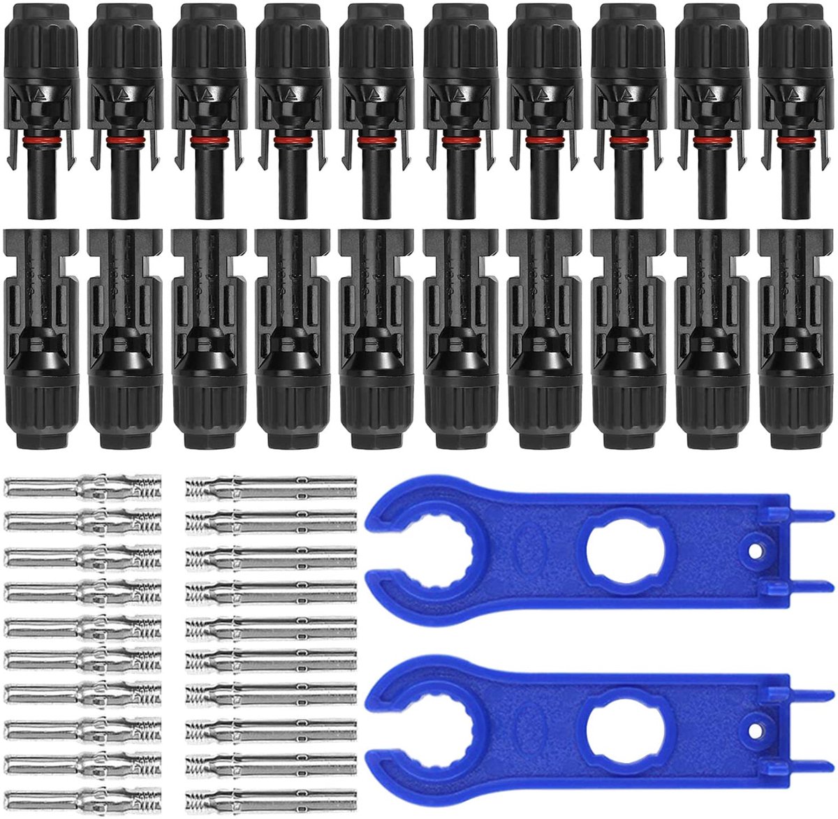 Gtiwung Solar Panel Plugs, 10 Pairs Male/Female, Solar Panel Cable Plug, Photovoltaic Plug Connector, IP67, with 2 - ShopVlot