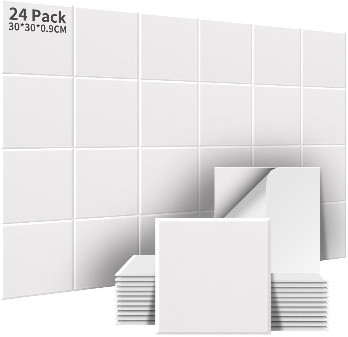 AsmeSonic 24 Stuks Akoestische Panelen Zelfklevend, Akoestische Panelen Geluidsabsorberend Hoge Dichtheid, Akoestische - ShopVlot