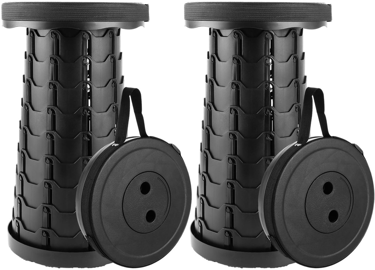 LOPYXBR 2 stuks Draagbare klapkruk, opvouwbare ronde telescopische kruk, verstelbare opvouwbare kruk, campingkruk - ShopVlot