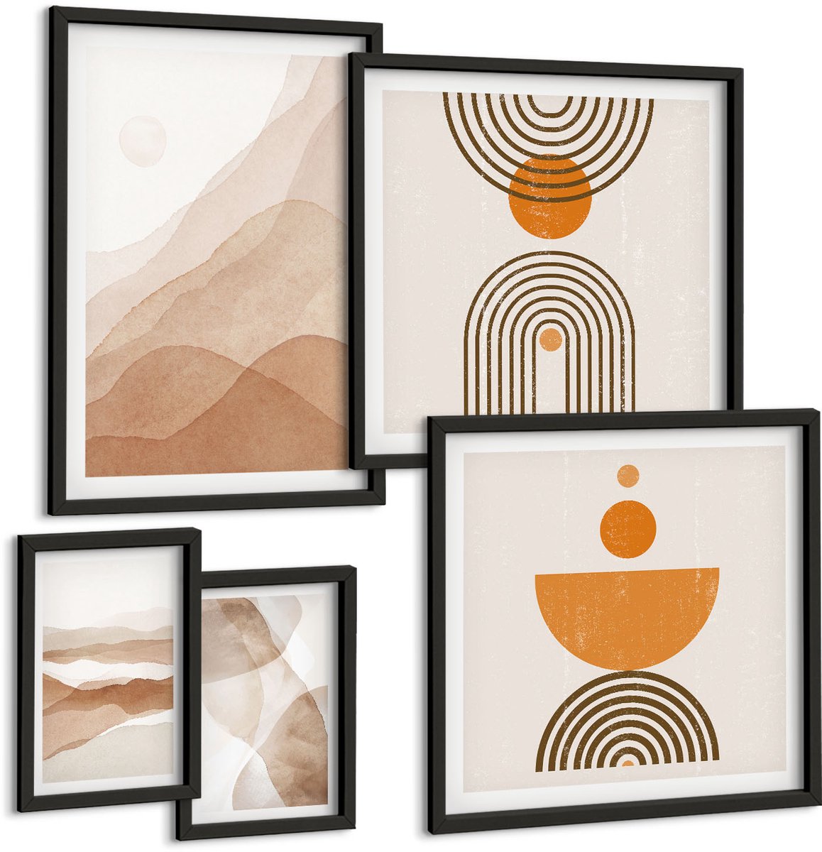 Tulup 4-Delige Schilderij Set - Structuren in verschillende tinten minimalisme - 50 x 50 cm, 20 x 30 cm en 40 x 60 cm - Muurdecoratie - Wanddecoratie - Slaapkamer - Stijlvolle Muurdecoratie