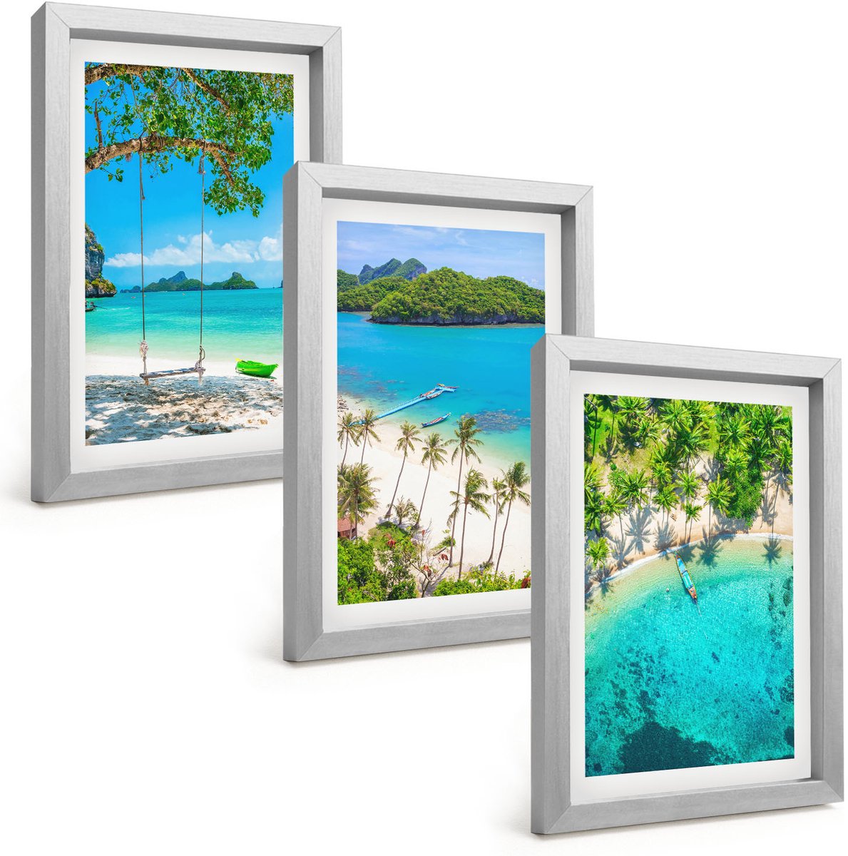 Tulup 4-Delige Schilderij Set - Tropische stranden met palmbomen en kristalhelder water. - 20 x 30 cm - Stijlvolle Muurdecoratie - Slaapkamer - Wanddecoratie