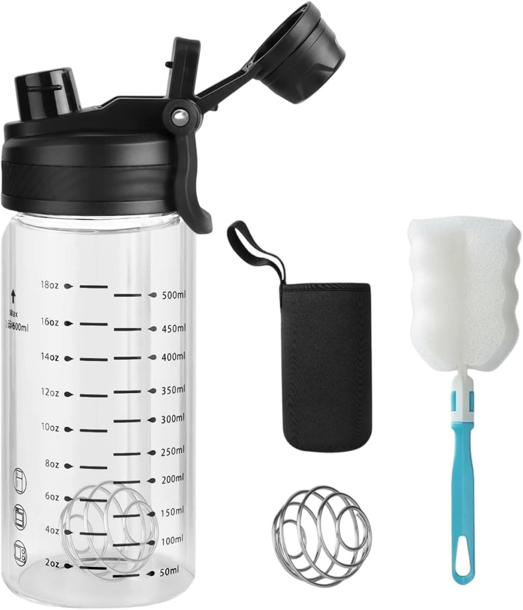 Glazen Shaker - Transparant - 700 ml - Geurvrij Borosilicaatglas - Voor Sportdranken en Eiwitmixen