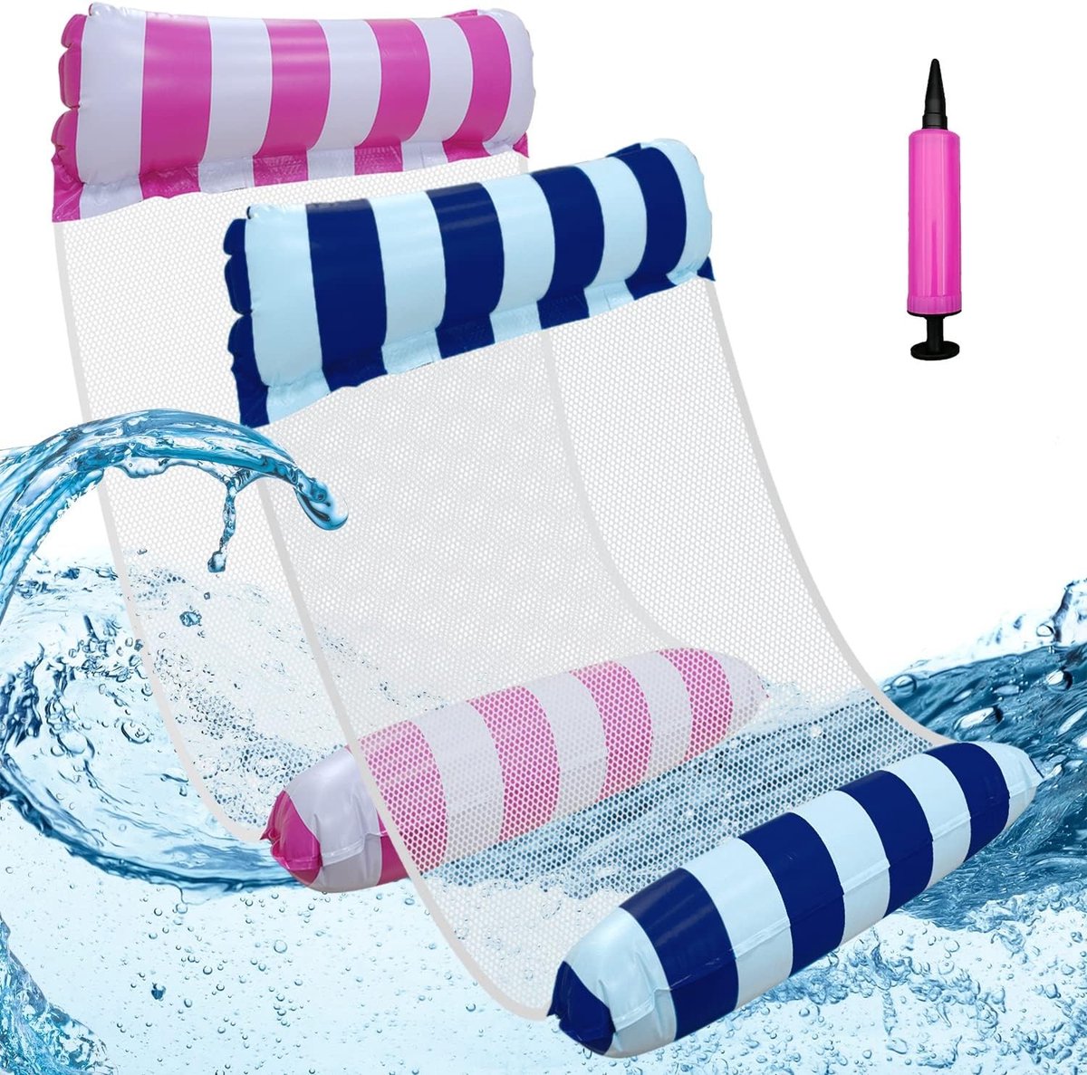 Waterhangmat - Donkerblauw - 130 x 80 cm - Opblaasbaar - Voor Zwembad