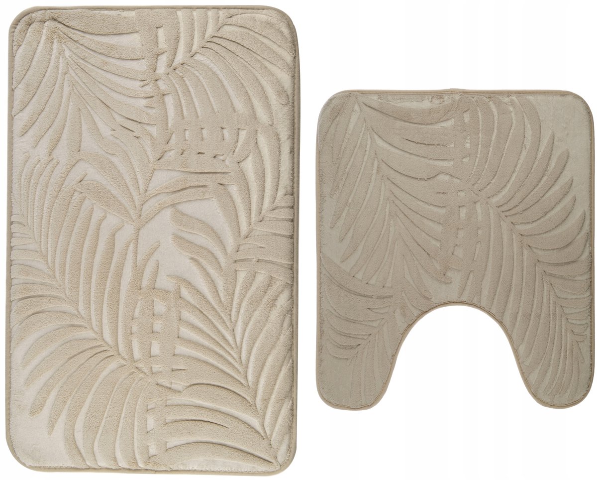 Beige antislip badkamermattenset Floryda 2 stuks