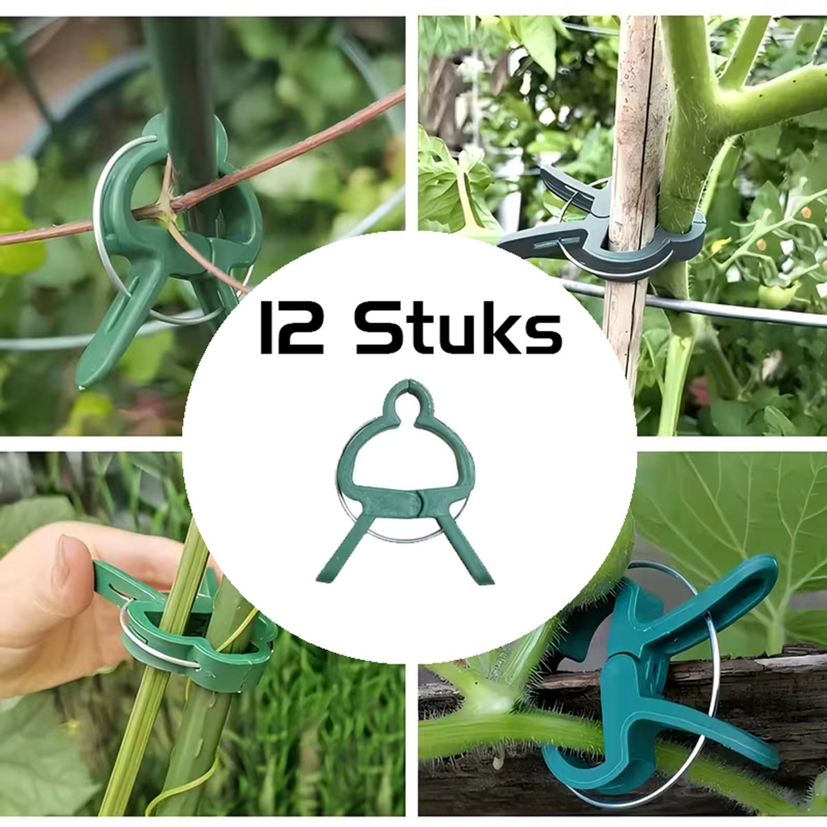 DW4Trading Plantenclips Kunststof met IJzer Set van 12 Stuks - Herbruikbaar - Klimplanten, Tomaten, Rozen en Orchideeën