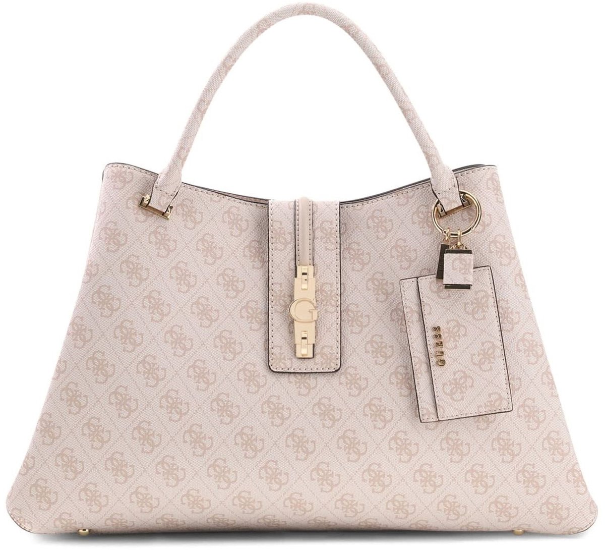 GUESS handtas schoudertas Yvonne Girlfriend Carryall Stone Logo wit