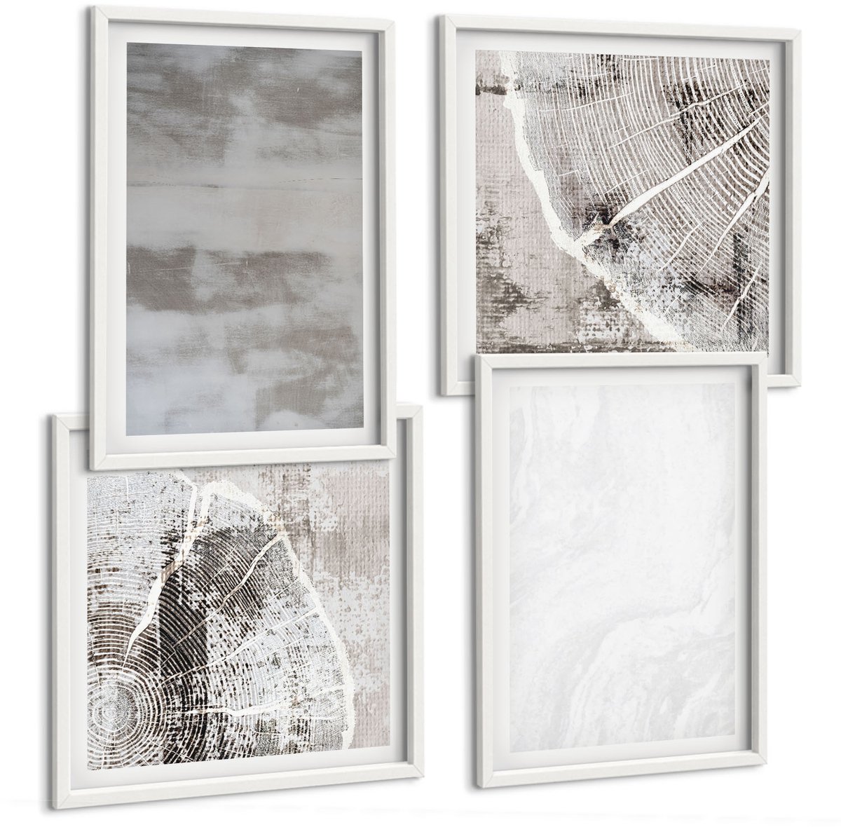 Tulup 4-Delige Schilderij Set - Abstracte vormen en structuren in moderne stijl. - 40x40 en 40x60 - Wanddecoratie - Muurdecoratie - Moderne Interieurdecoratie