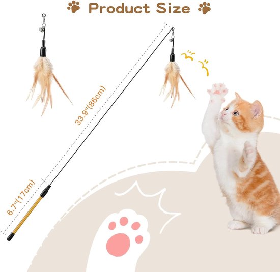 Kattenhengel - Bruin - 34,5 inch - Opwindend Speelgoed - Voor Katten — afbeelding 5