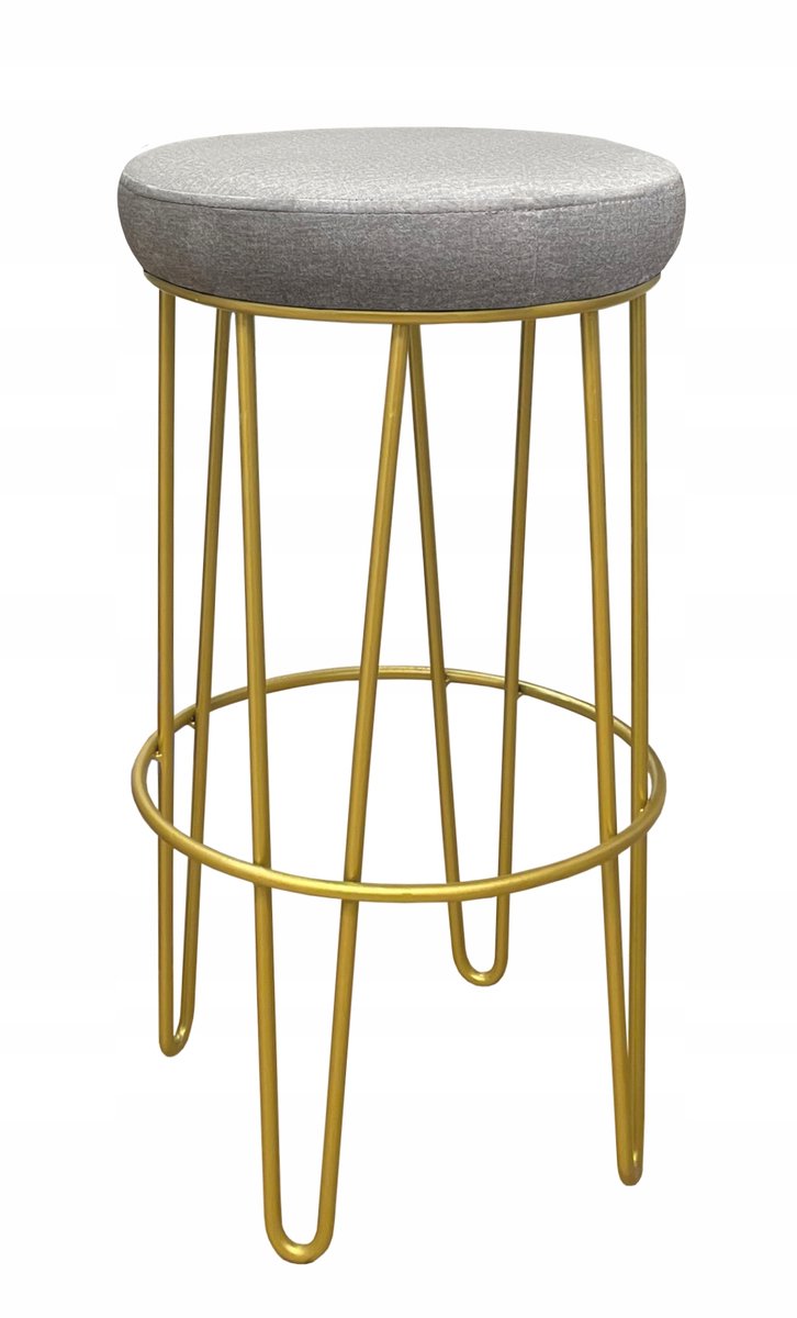 Lage barkruk 66cm goud metaal met gestoffeerde zitting