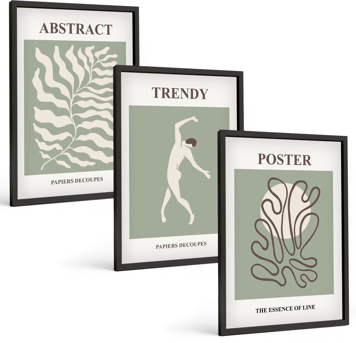 Tulup 4-Delige Schilderij Set - Plantenpatronen in groene tinten van Henri Matisse - 40 x 60 cm - Muurdecoratie - Schilderijen Set - Woonkamer - Moderne Wanddecoratie