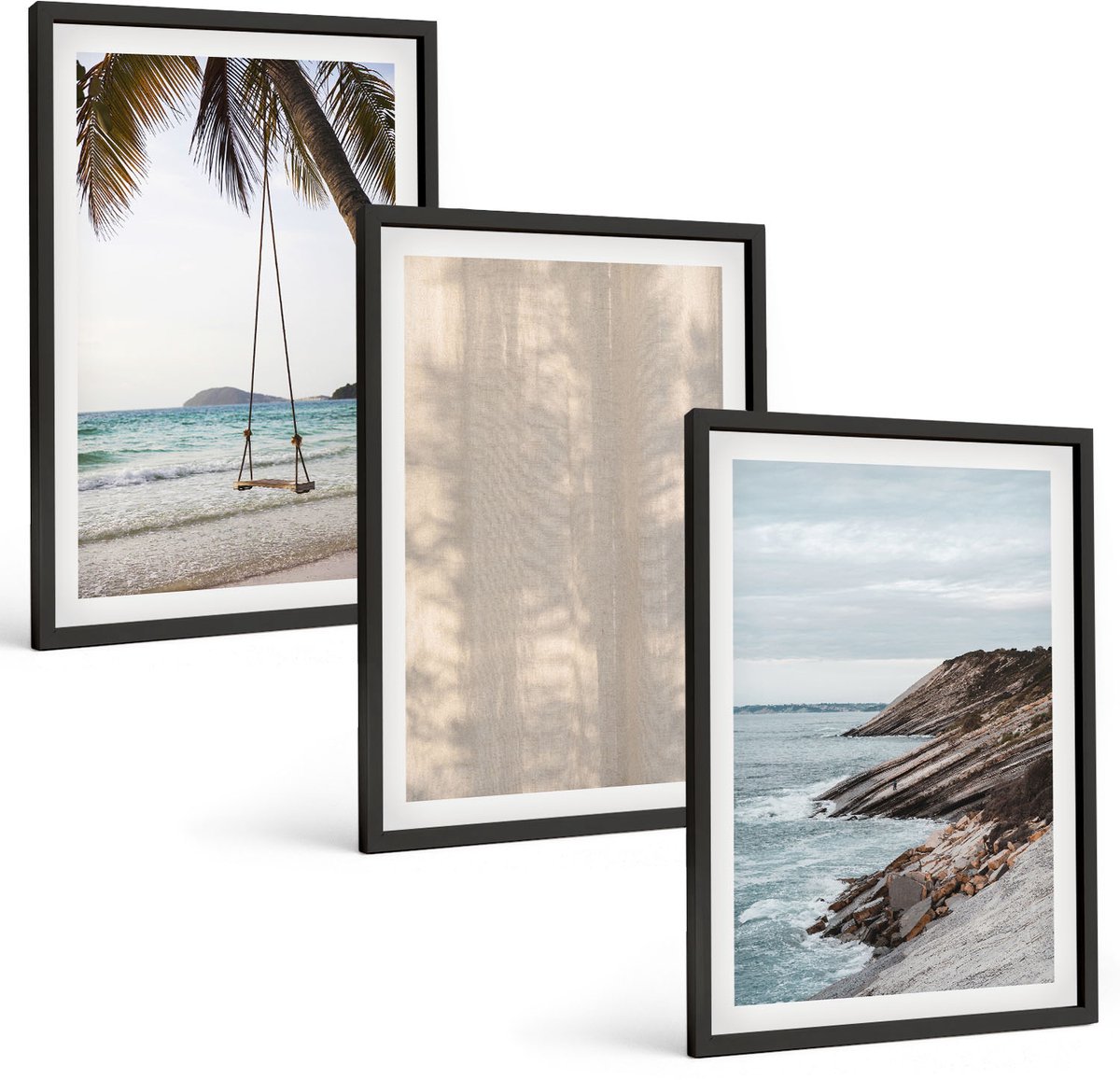 Tulup 4-Delige Schilderij Set - Zomers zand en uitzicht op zee Zomerse landschappen - 40 x 60 cm - Decoratieve Schilderijen - Wanddecoratie - Hal