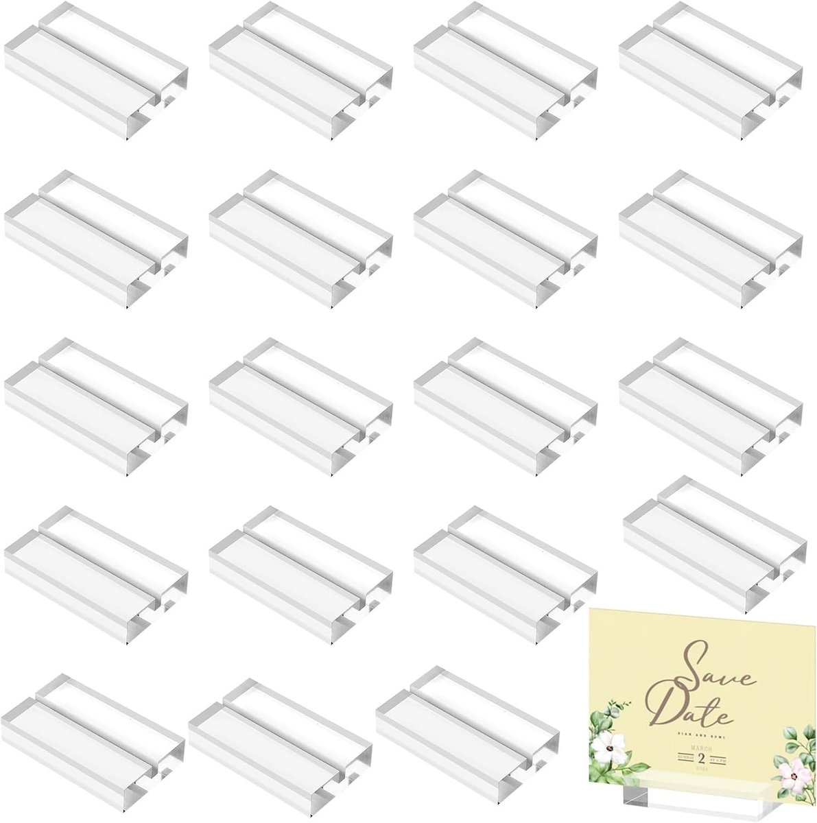 Kaarthouder fietsstuur - Transparant - Acryl - Set van 20 Stuks - Voor Bruiloften en Feesten