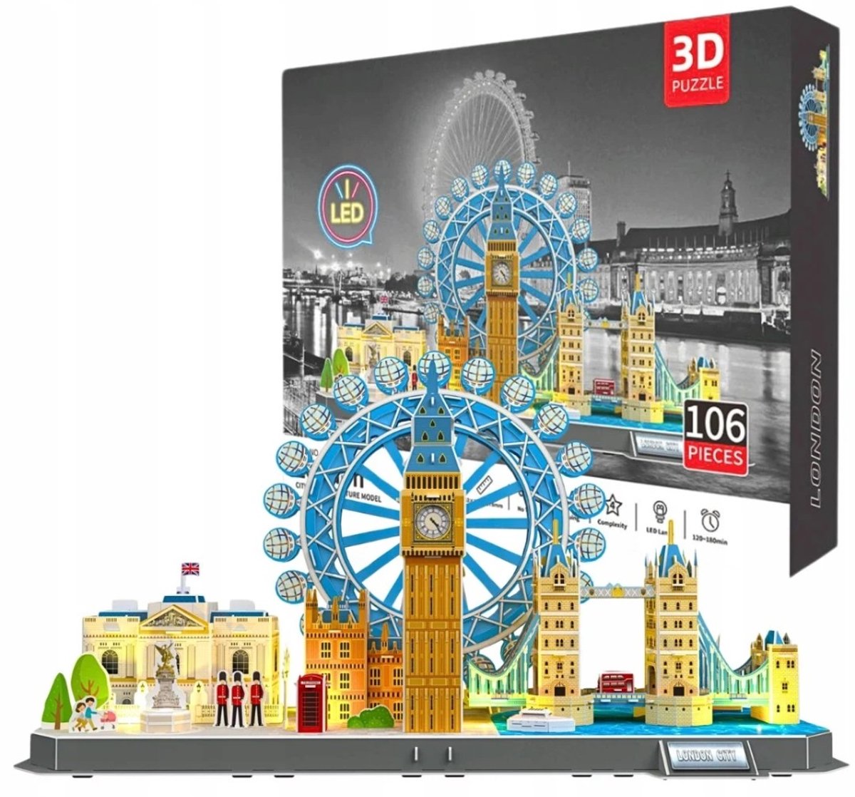 3D Puzzel Londen Panorama met LED Licht - 106 Elementen
