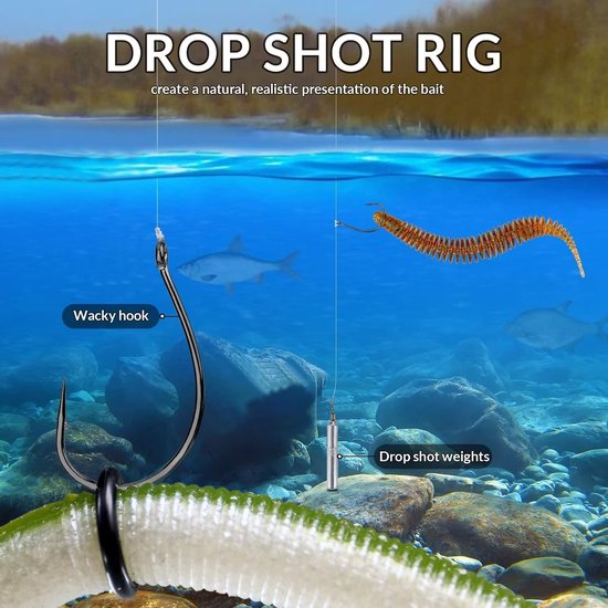 THKFISH Visgewichten, visloodjes, set, kogelzinkers, dropshot-rig, Texas-rig, Carolina-rig, verzwaard, offset-haken - ShopVlot — afbeelding 5