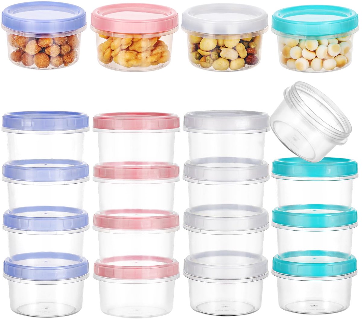 Fentar Set van 16 kleine doosjes met deksel van kunststof, kleurrijke snackdozen, herbruikbare lekvrije vriesdozen - ShopVlot