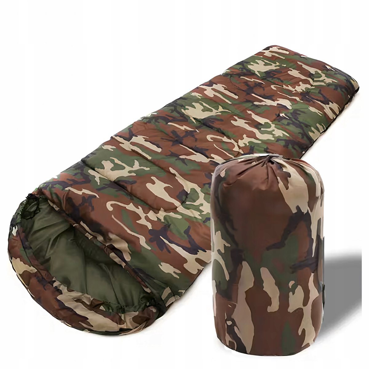 Lichte Mummie Slaapzak 2-in-1 Camo met Capuchon - 210x75cm