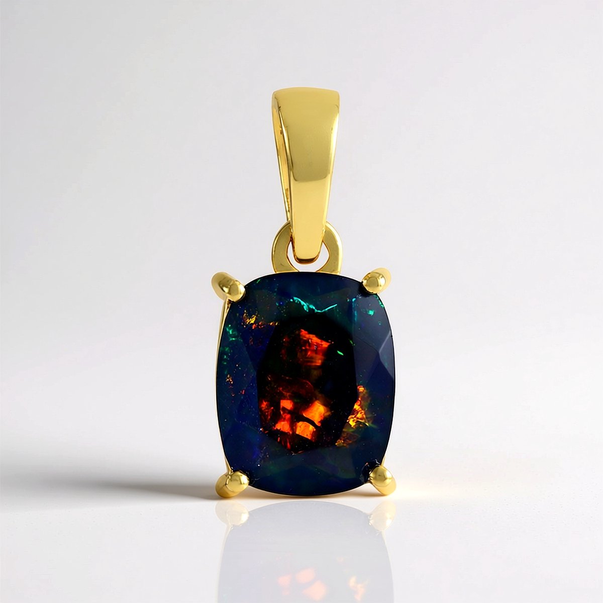 Cavill - Mezezo Opal Hanger - 925 Sterling Zilver Geelverguld - 1,473 ct Ethiopische Opal - Antiek Geslepen, Unieke Ovale Edelsteen, Luxe Sieraad