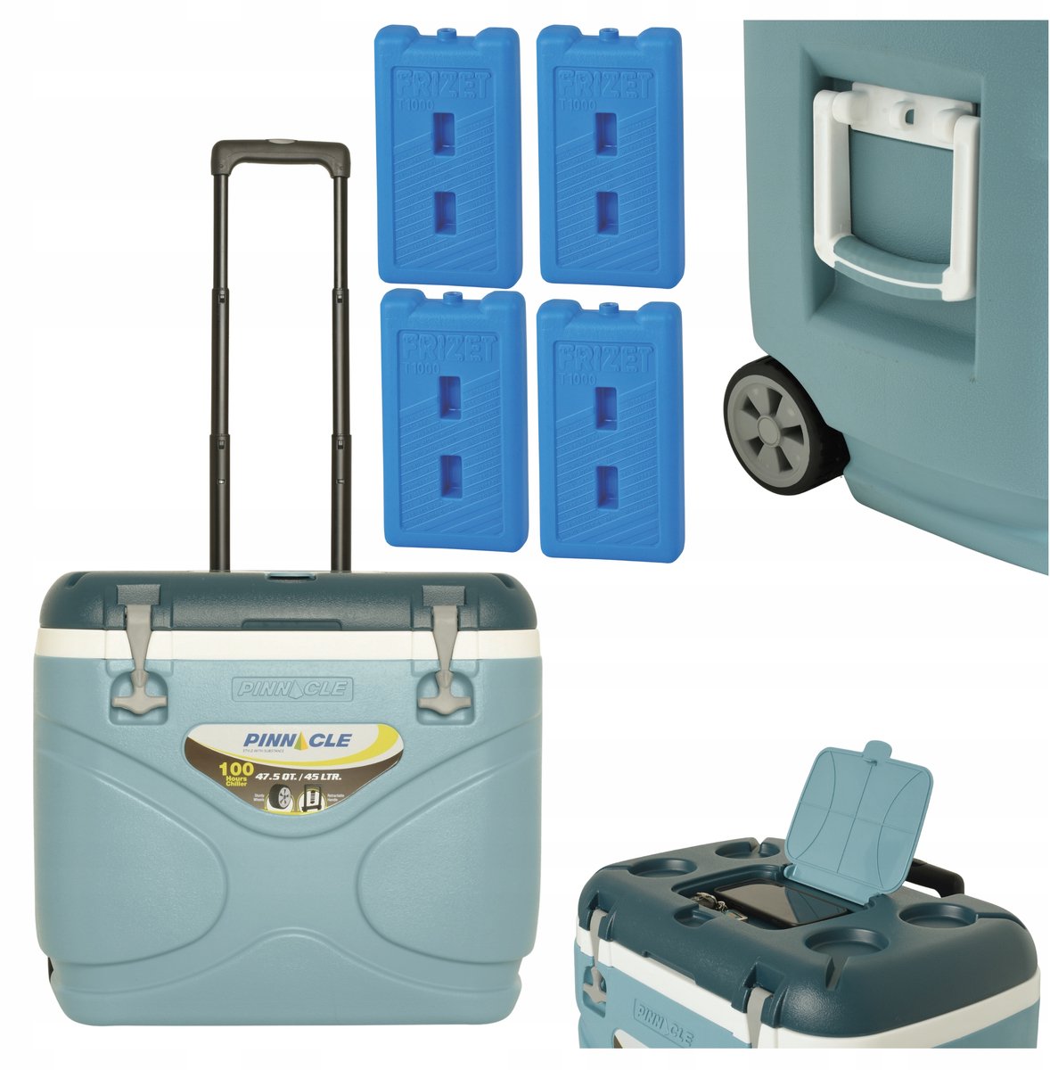 Pinnacle TPX3012 Koeltas 45L met Wielen & 4x 1000ml Koelpacks Blauw