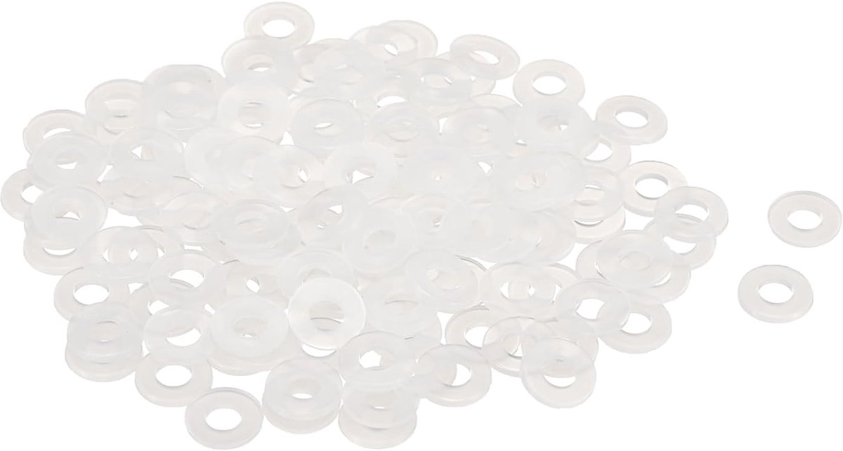 Nylon vlakke ringen M4 - 4mm ID 9mm OD - 120 stuks - duurzaam plastic - ideaal voor bevestigingen - ShopVlot
